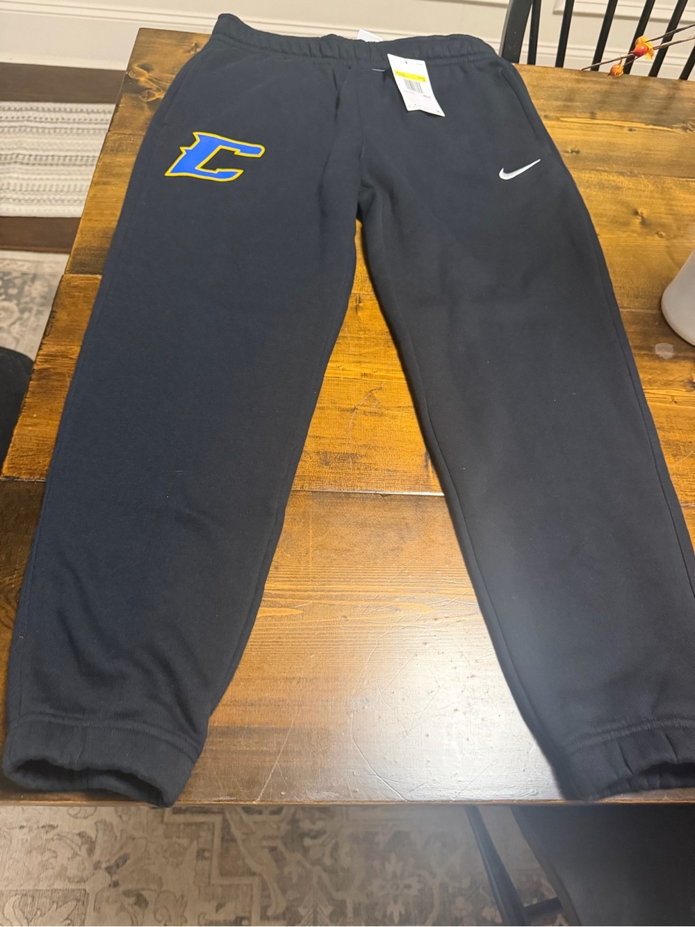 Nike Black  Joggers with Blue and Yellow 'C' Patch